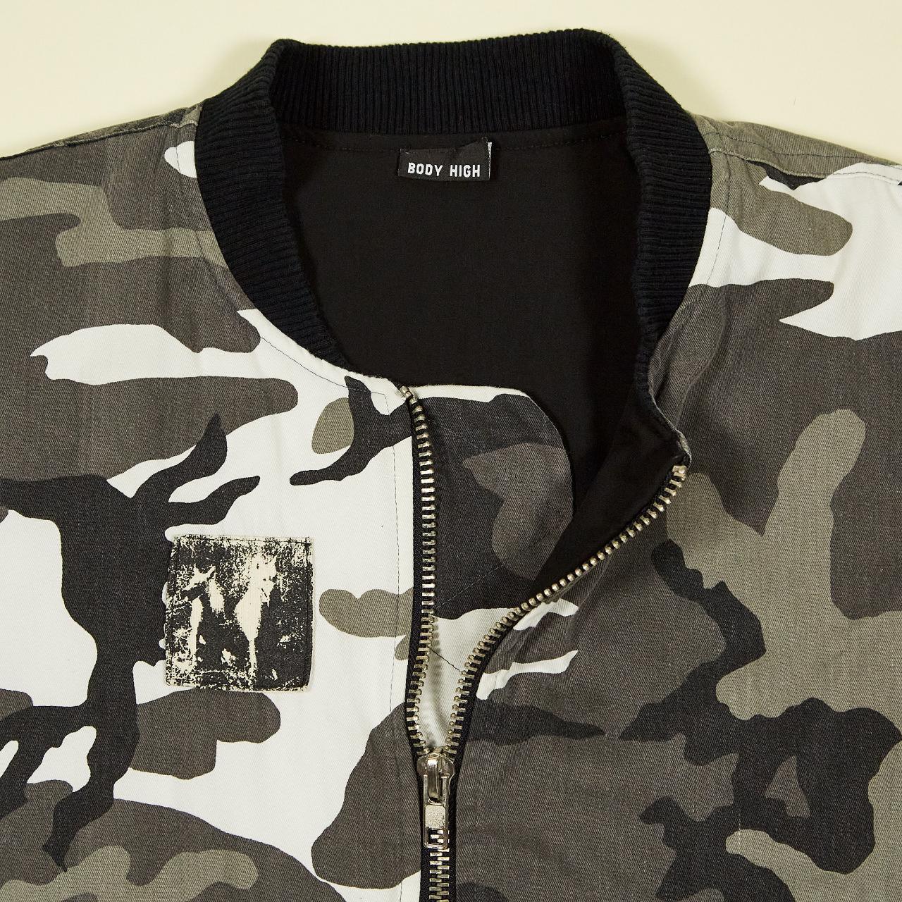 Body High grey camo jacket with Wolve detail patch... Depop