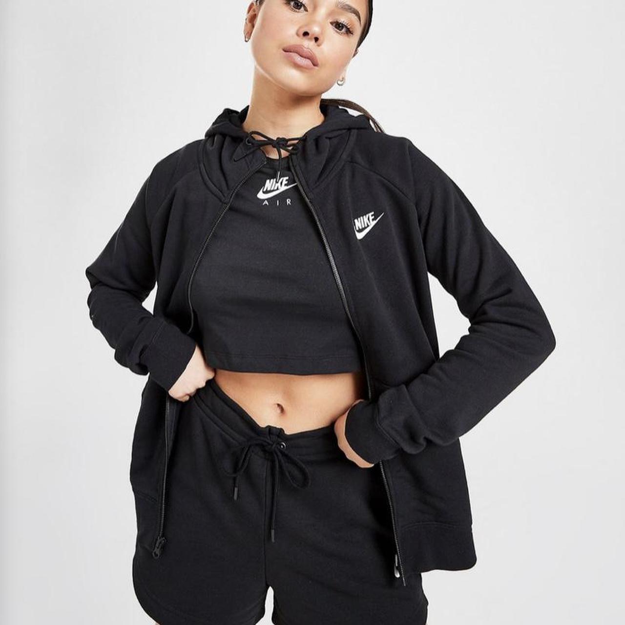 Womens vintage black Nike logo zip hoodie. Size M,... - Depop