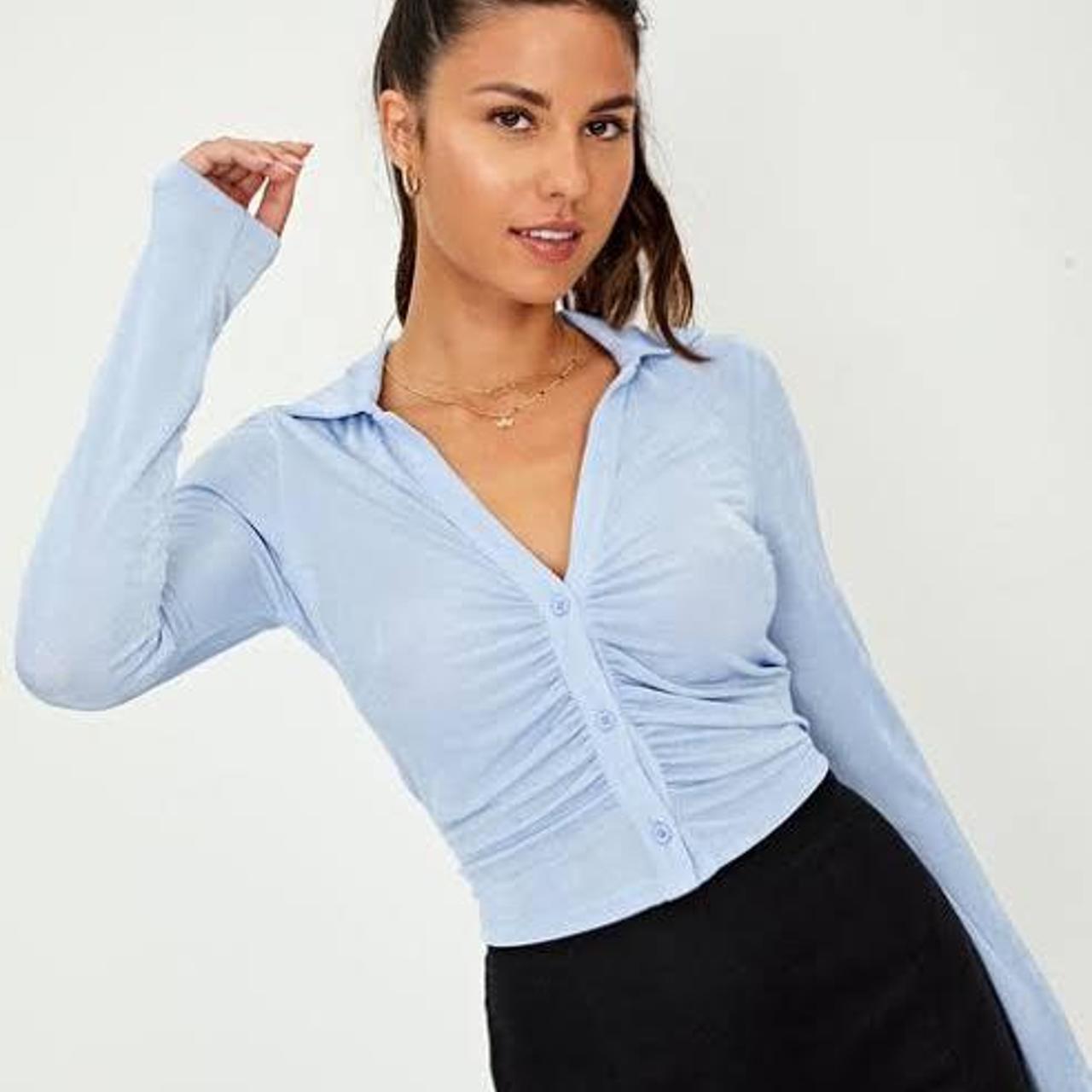 relaxed button front ruched shirt glassons