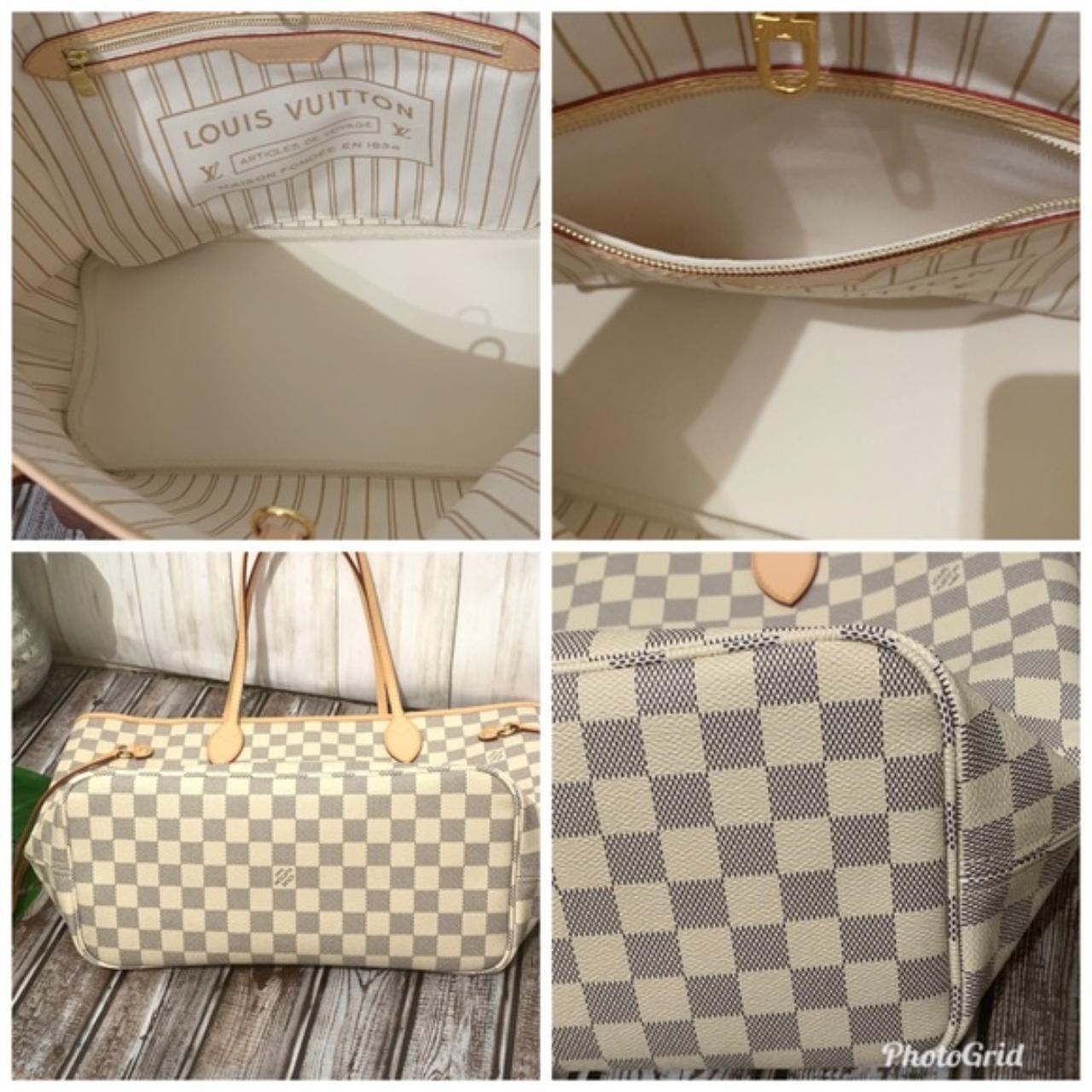 LV white checkered bag. Pink interior. Size: - Depop