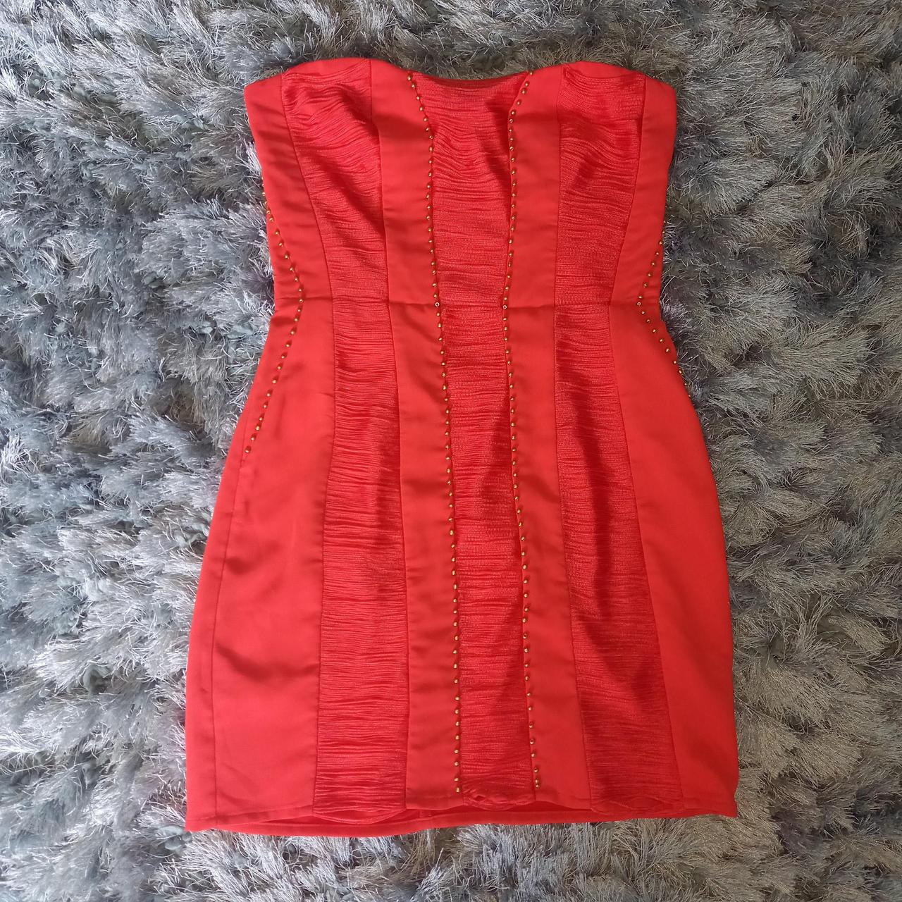 Beautiful Strapless Orange Lipsy Dress With Fringe - Depop