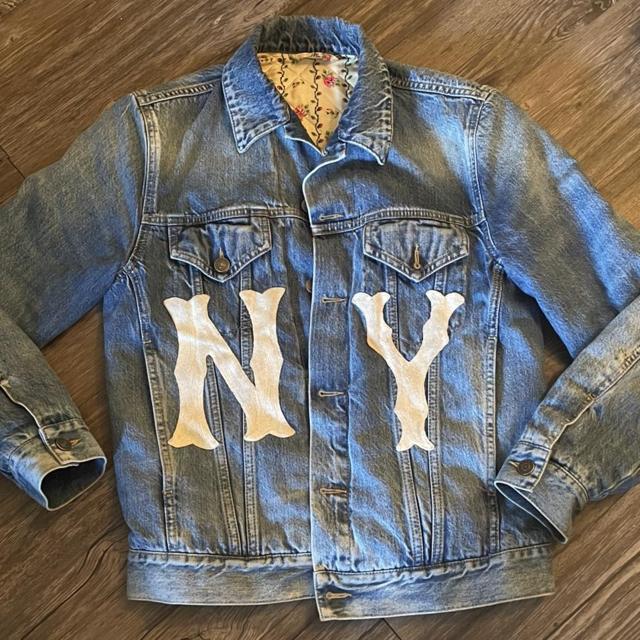 GUCCI STONE WASH NY YANKEES MLB DENIM JACKET