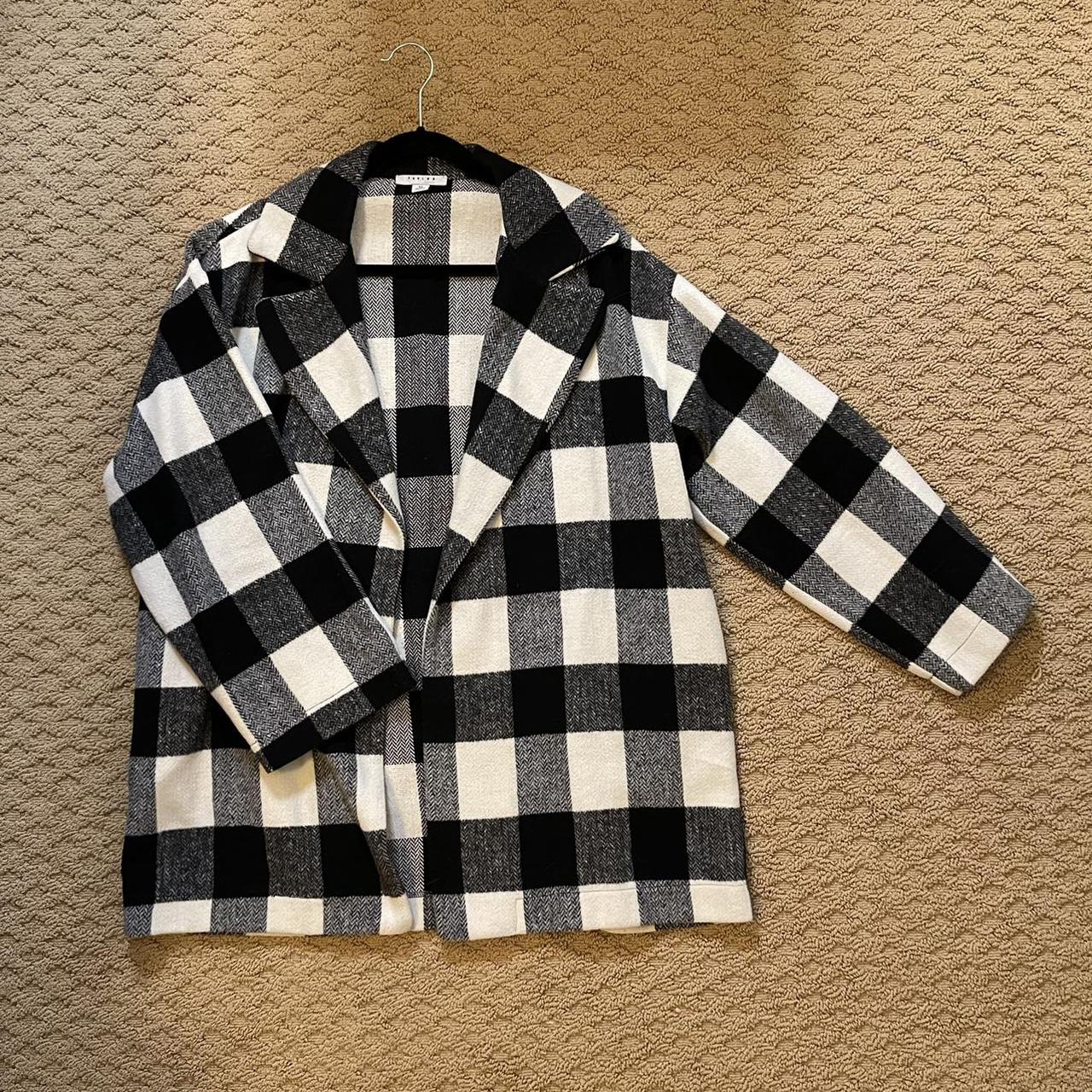 Black and white Checkerboard coat Womens medium... - Depop