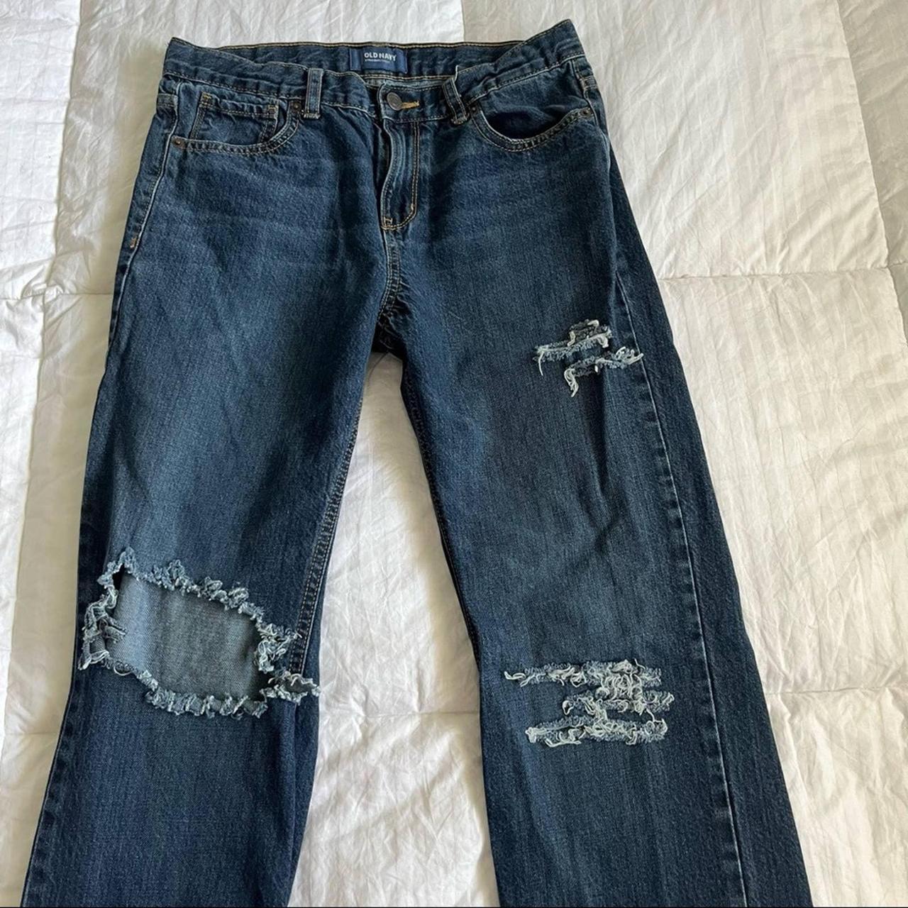 Old Navy high-rise baggie trendy dark wash... - Depop