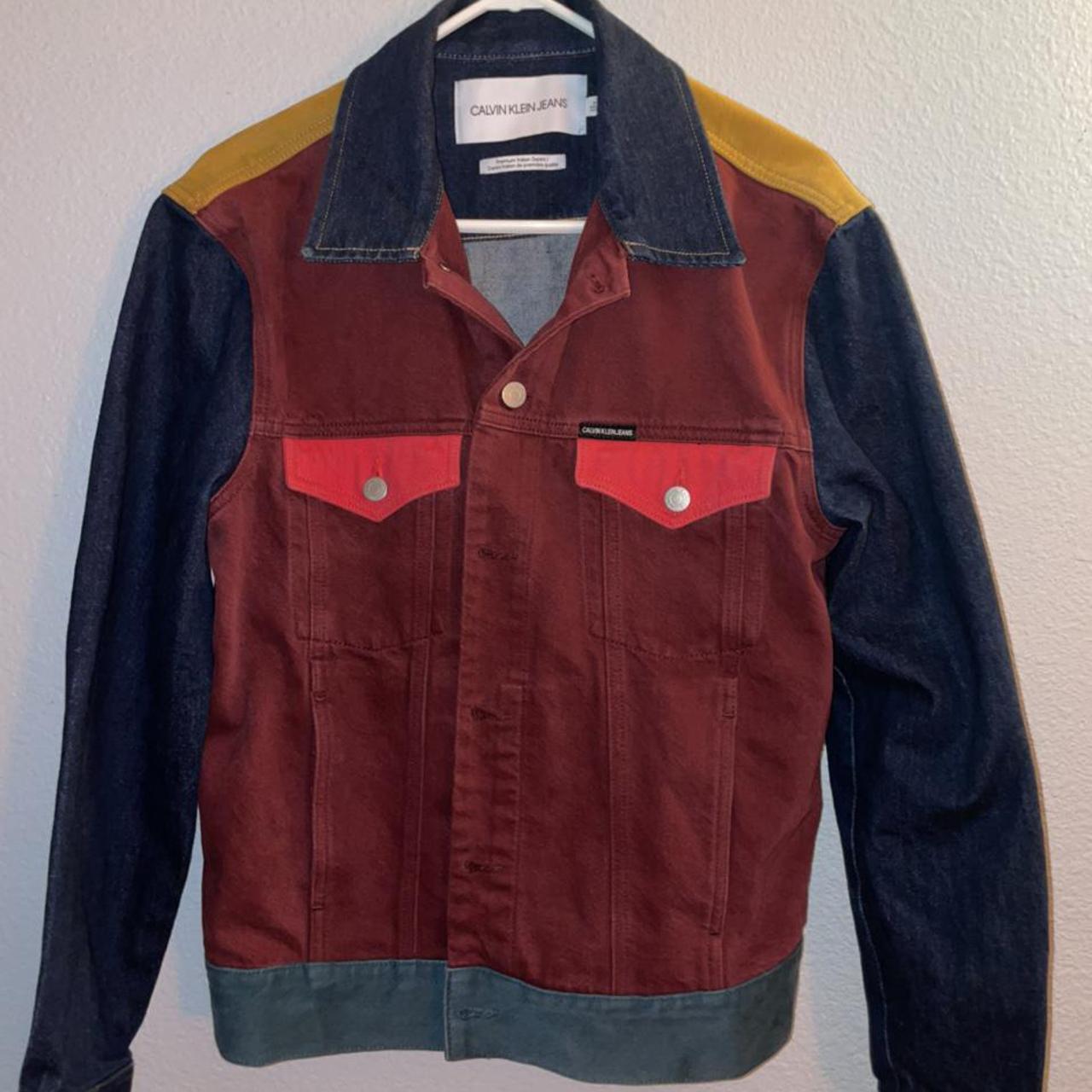 Calvin klein jeans classic deals denim colorblock trucker jacket