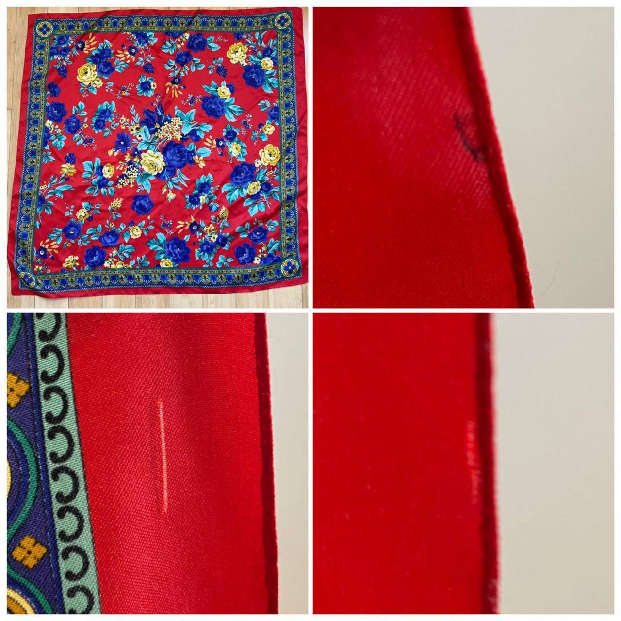 Red Faux Silk Floral Bandana Top Scarf Versatile... Depop