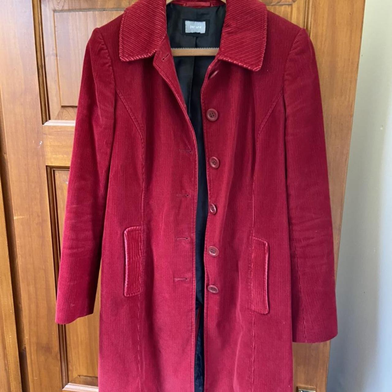 Women's Red and Burgundy Coat | Depop