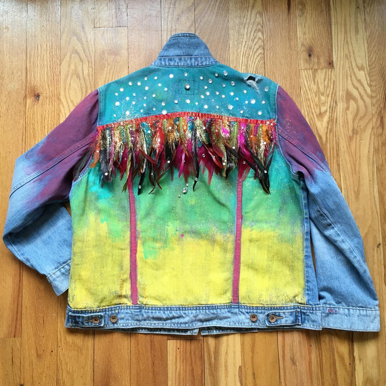 Product Image 1 - Hand painted rainbow jacket with