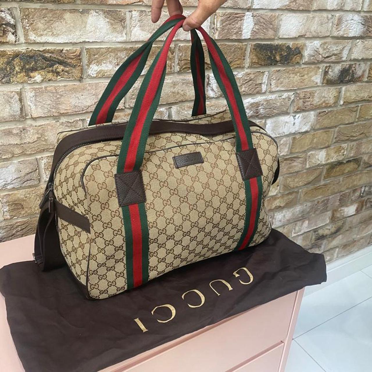 Gucci ghost travel duffel bag. Navy leather with - Depop