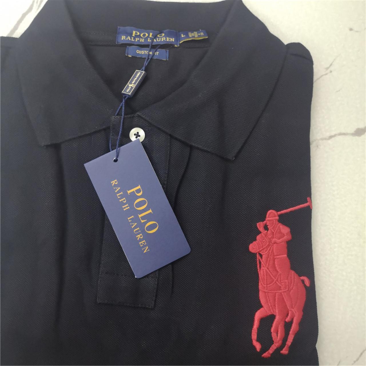 ralph lauren black polo with red horse