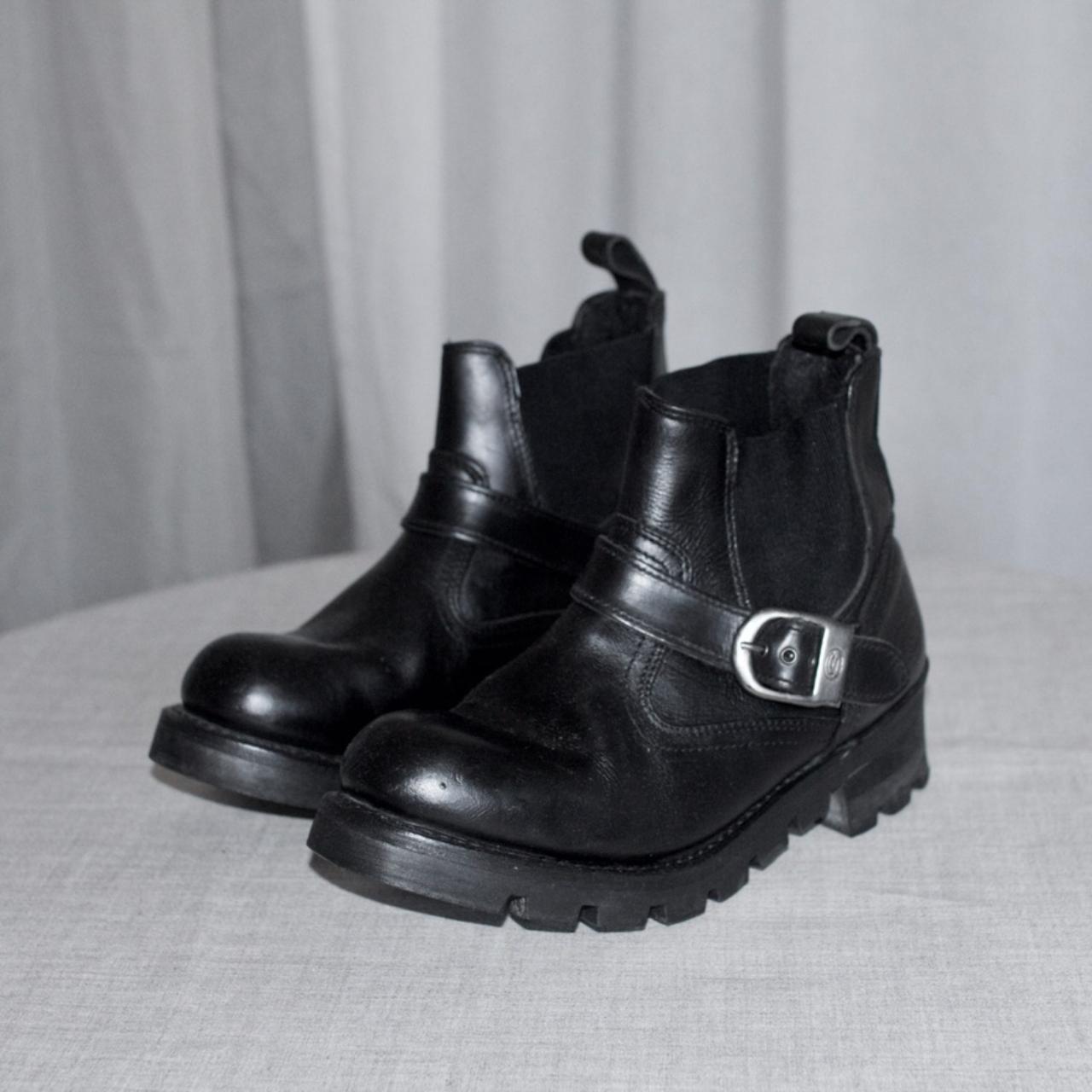 Vintage SKECHERS leather platform biker boots Size