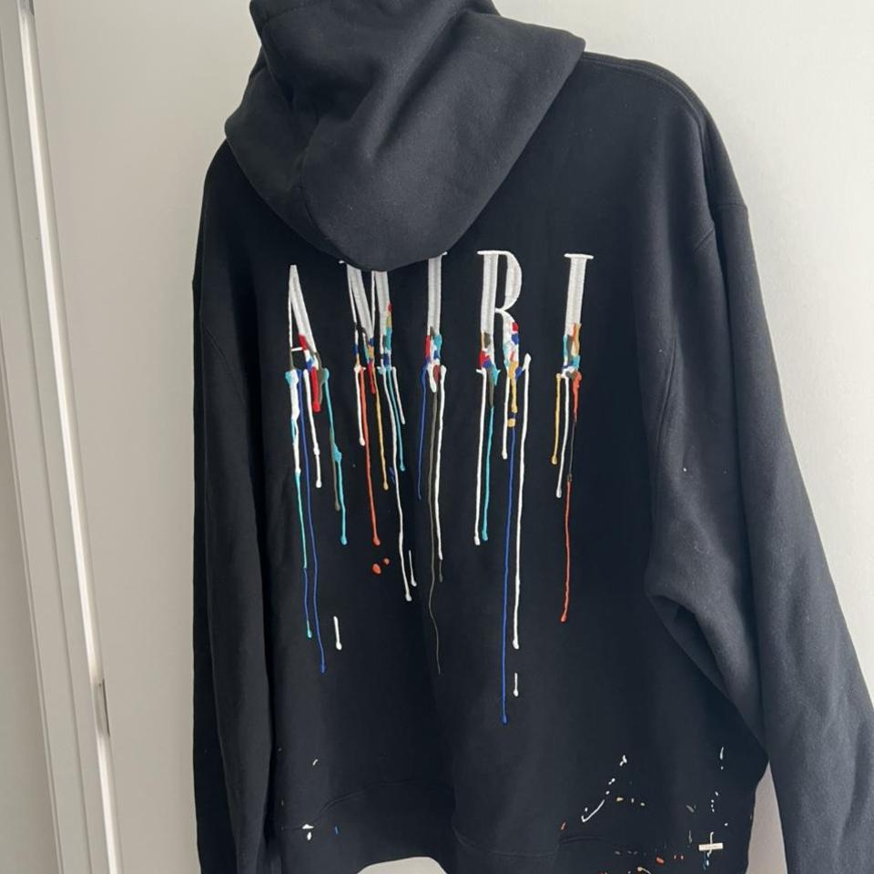 AMIRI Paint Drip Core Logo hoodie met logoborduring • Kobaltblauw •