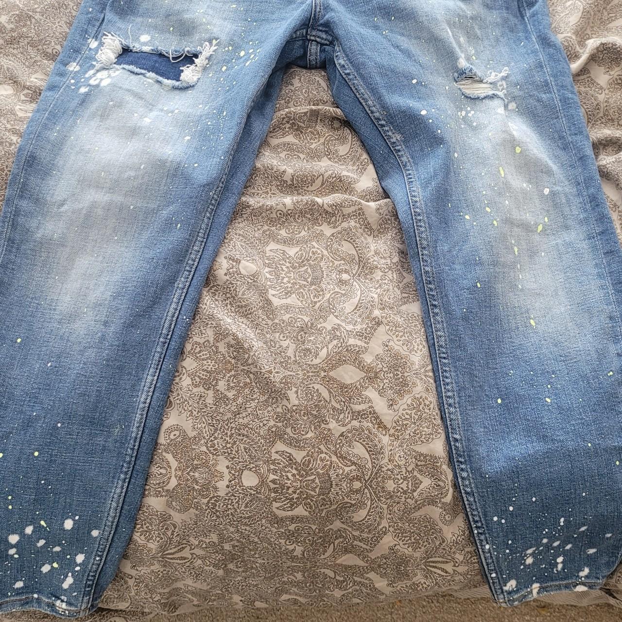 Zara paint splatter Jean worn once excellent condition - Depop