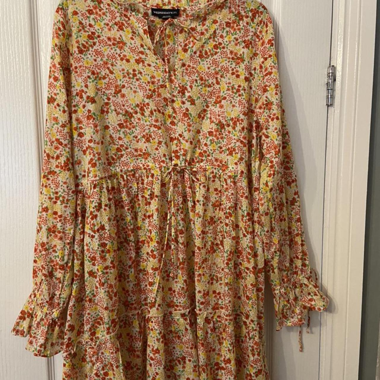 Wednesdays girl floral smock dress - Depop