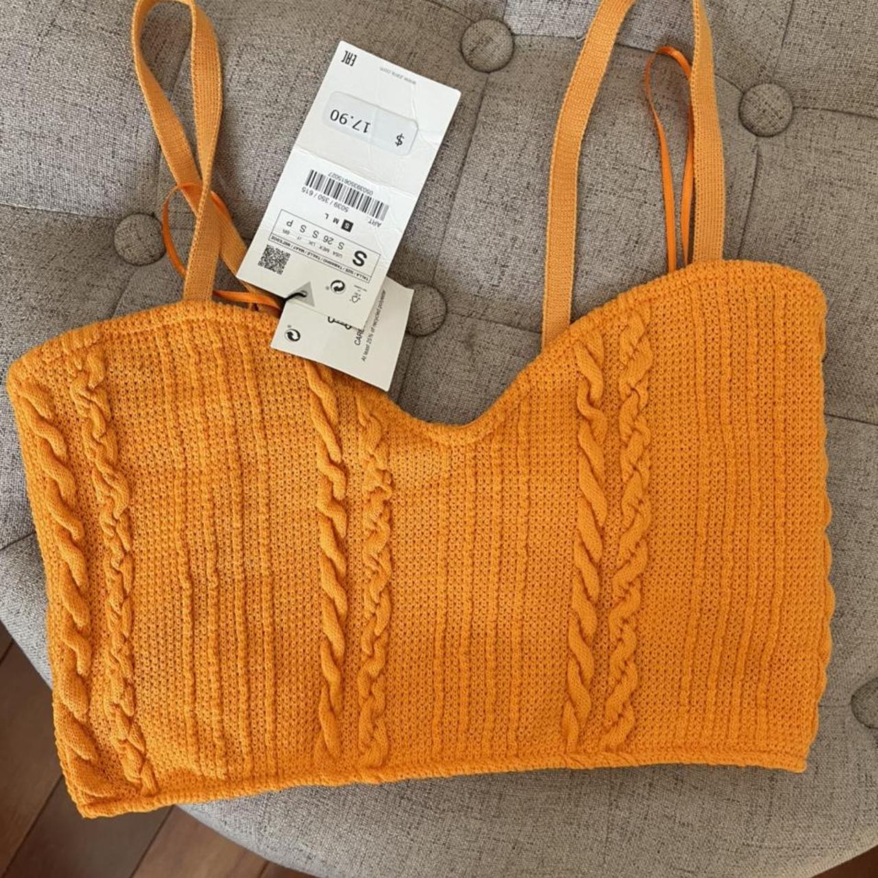 Zara Orange Crop top & cardigan set Size S set zara Depop