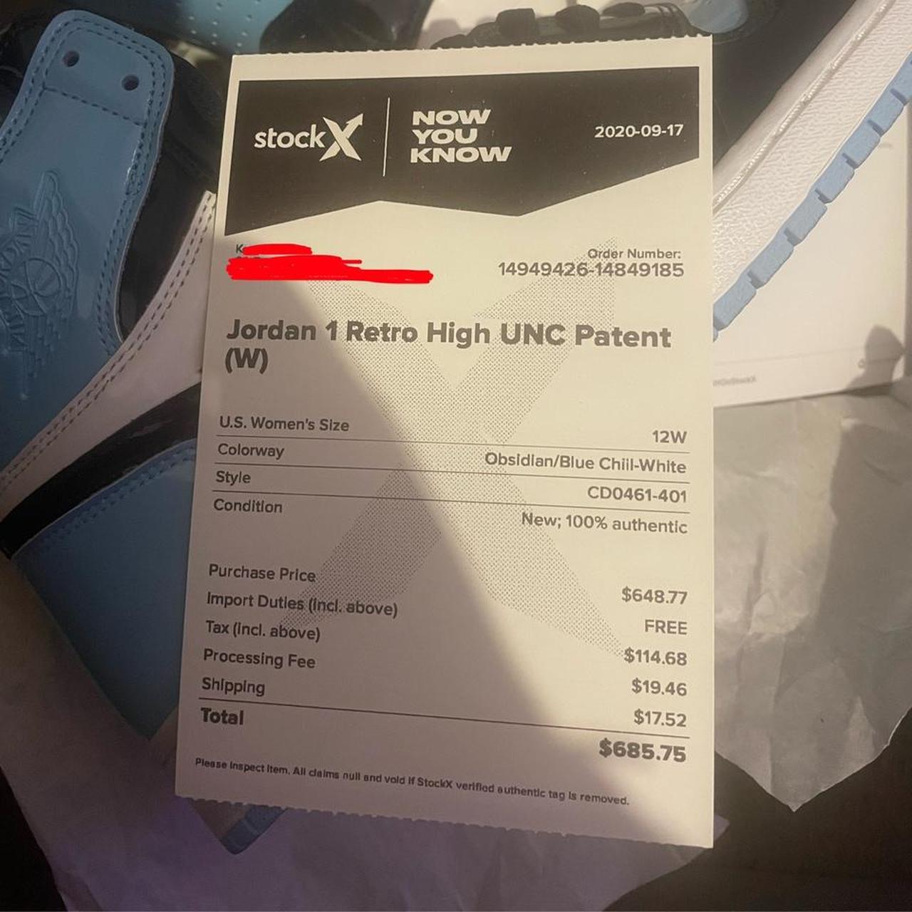 stockx unc patent