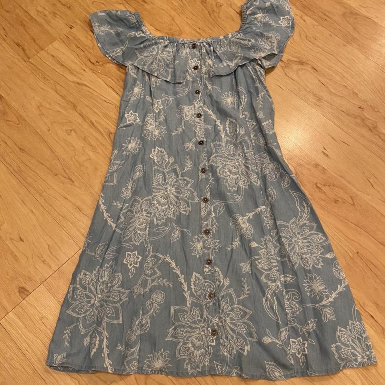 NWT Mudd Off the shoulder blue and white dress.... - Depop