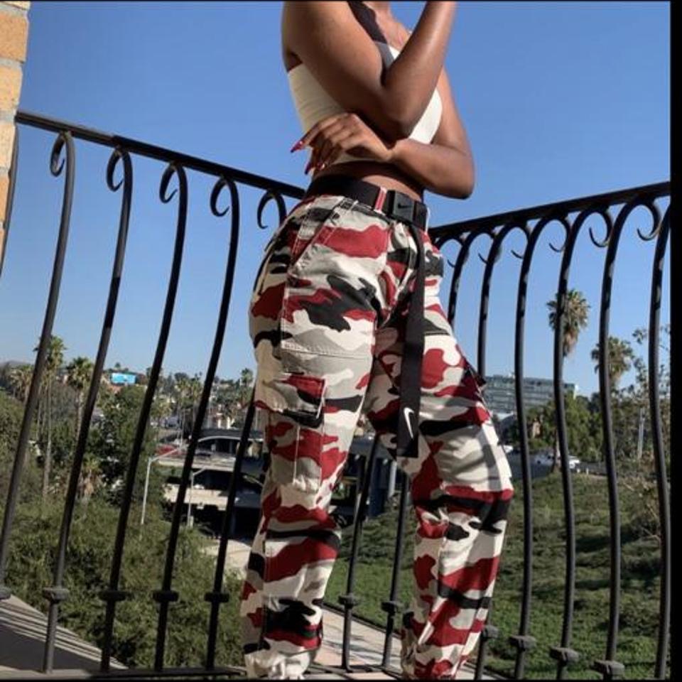 Red black and hot sale white cargo pants