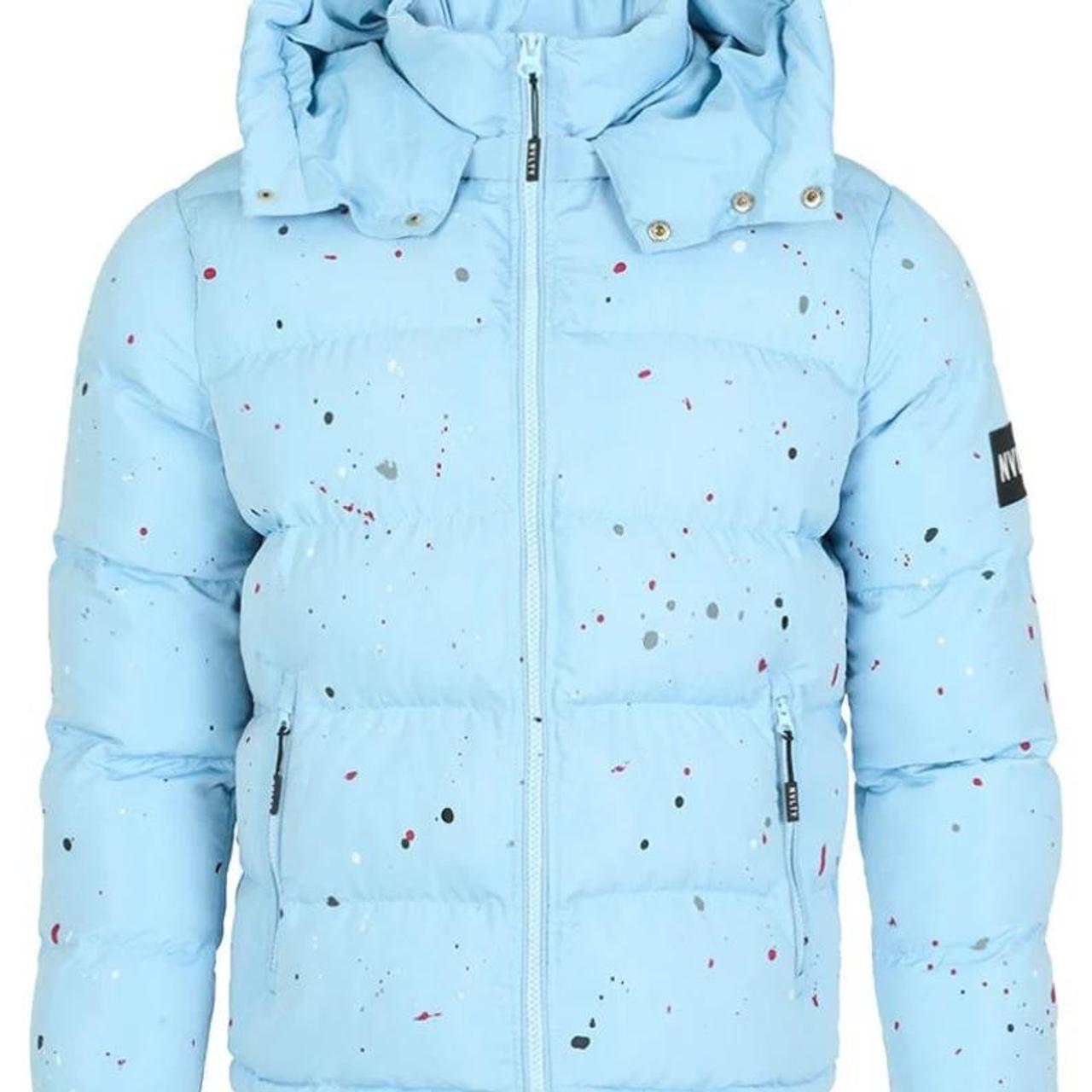 NVLTY Paint Puffer Jacket Women’s Baby Blue Good... Depop