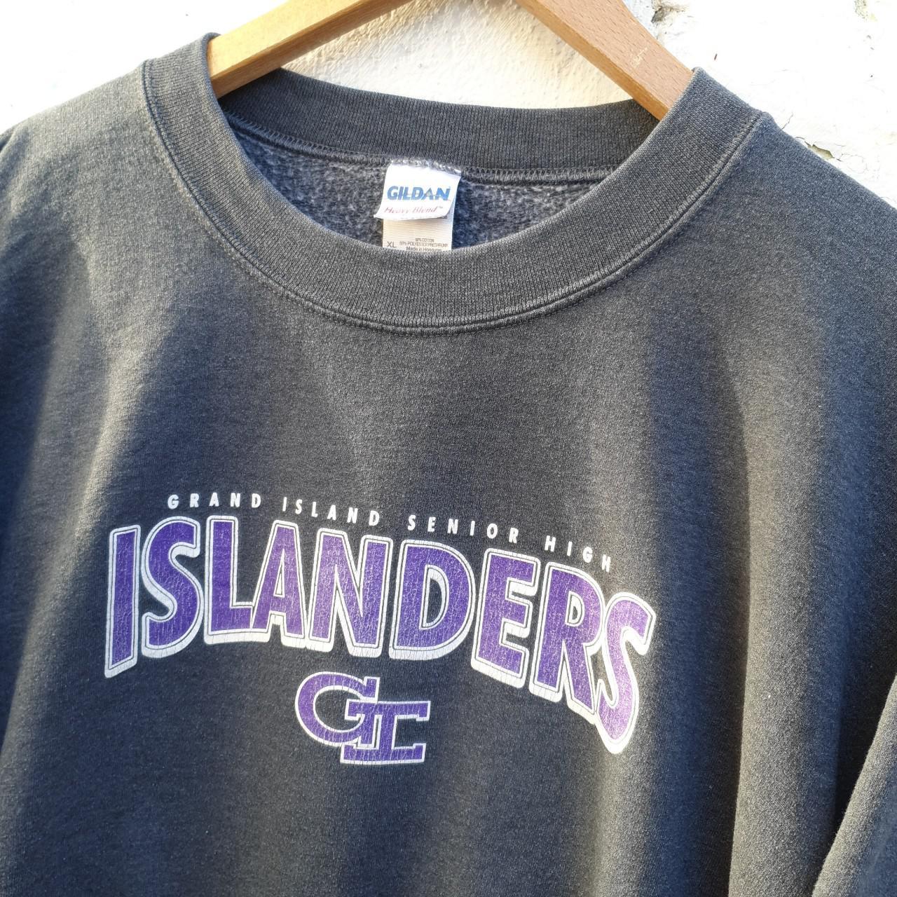 Vintage Islanders College Sweatshirt in Grey... - Depop