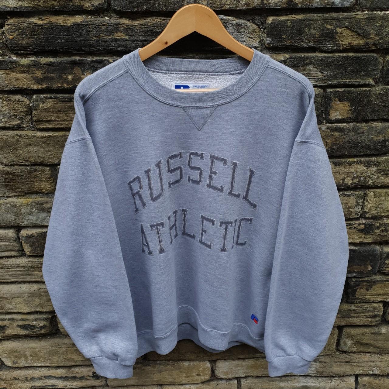 Russell Athletic Grey Sweatshirt usa grey... - Depop