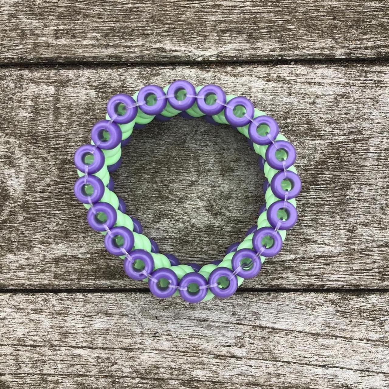 Purple & Mint Kandi Cuff! 💜 ~ 20 beads long ~ made... - Depop