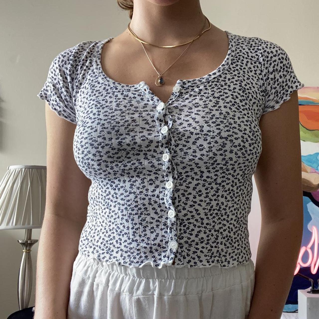 Cutest floral brandy Melville tshirt, worn once but... Depop