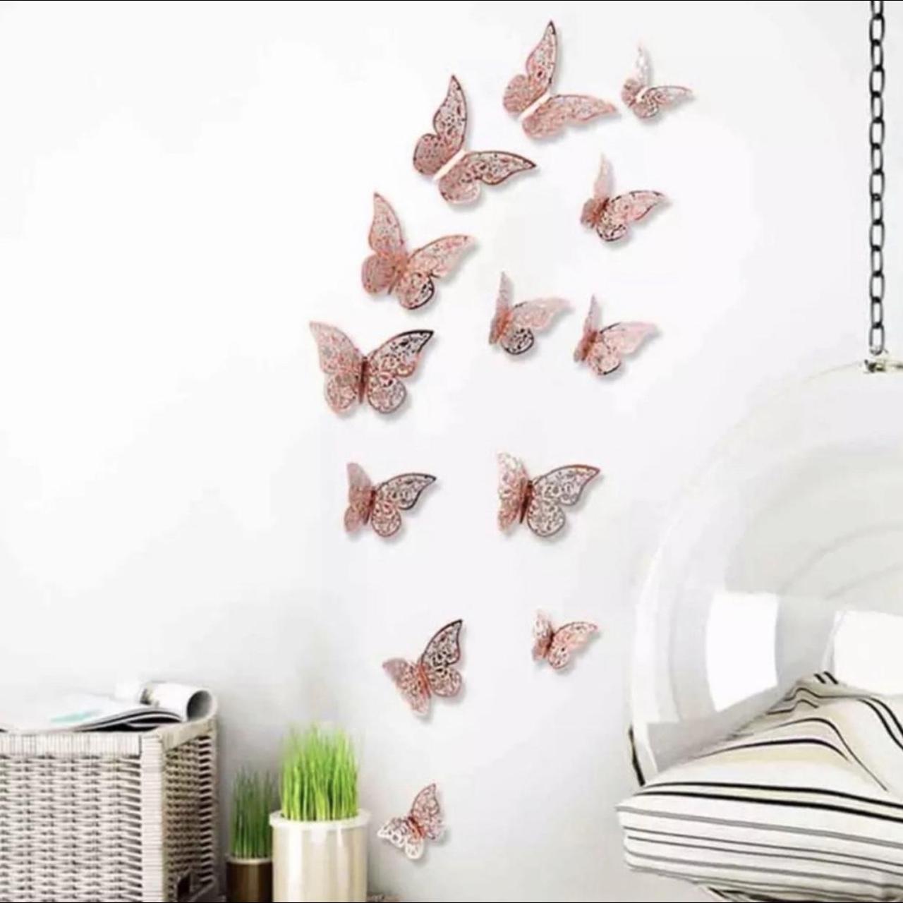 Rose Gold Butterfly Wall Decor 12 pieces golden... Depop