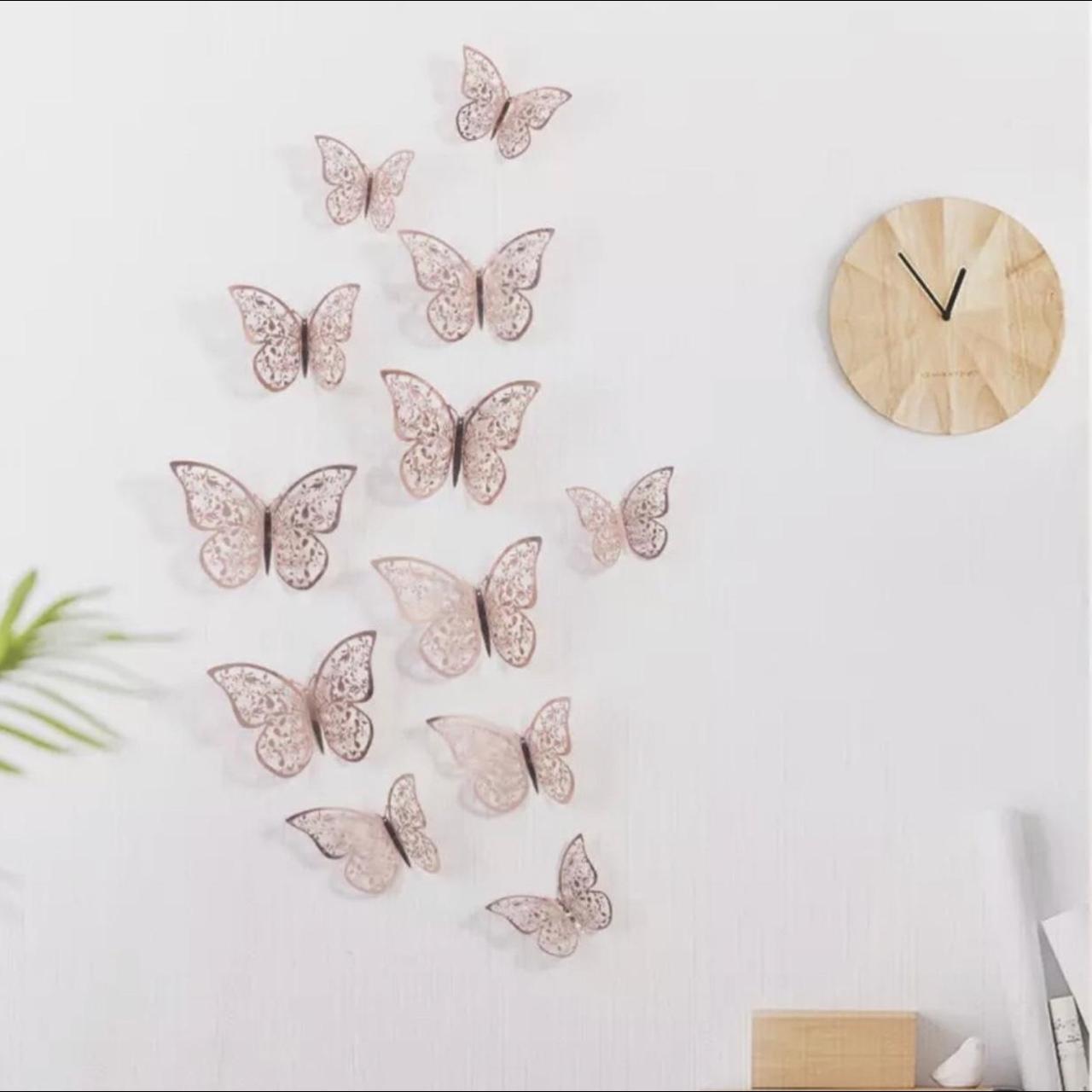 Rose Gold Butterfly Wall Decor 12 pieces golden... - Depop