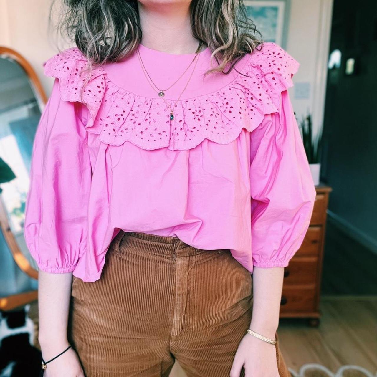 Zara Women's Pink Blouse Depop