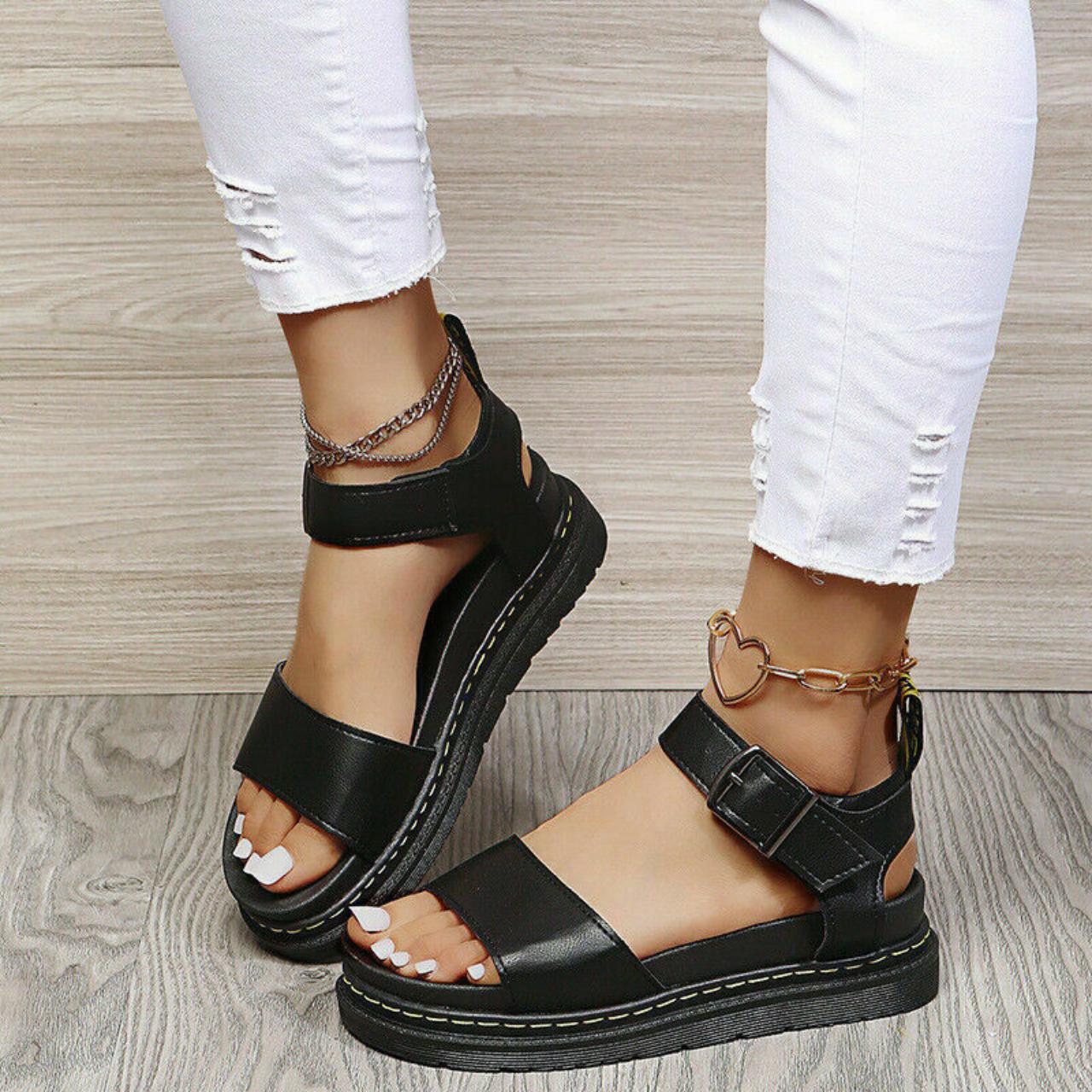 Ladies Womens Flatform Summer Ankle Strap Sandals... - Depop