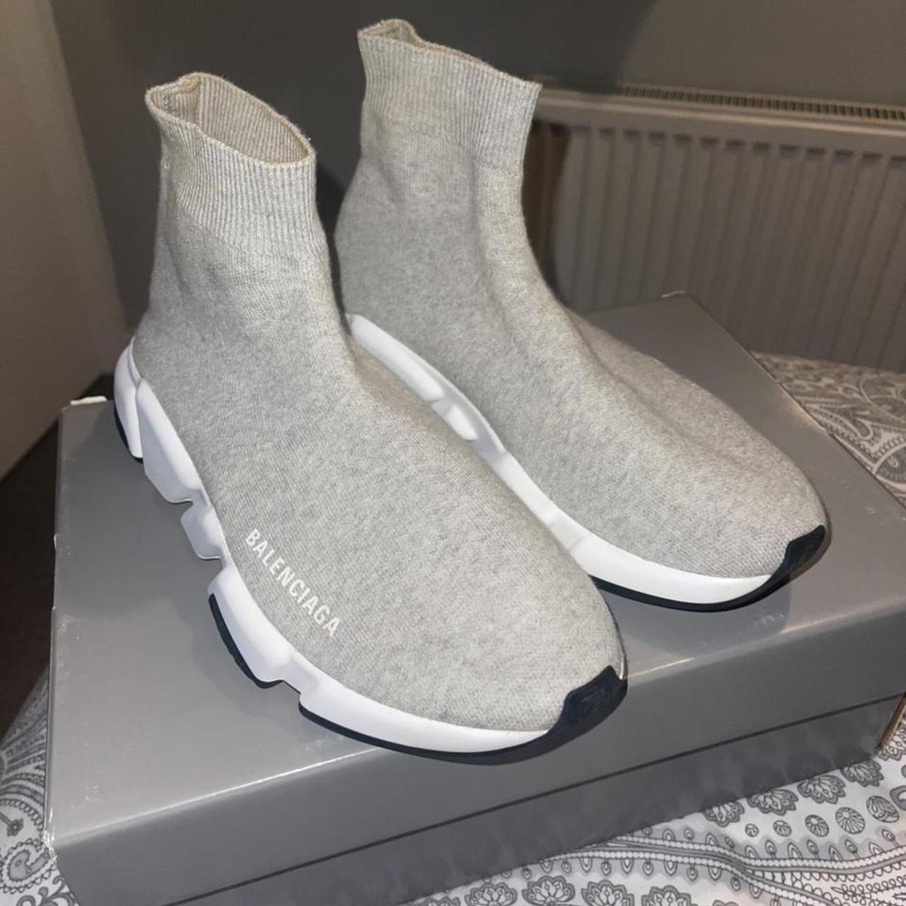 Genuine Balenciaga speed runners for sale Grey marl. Depop