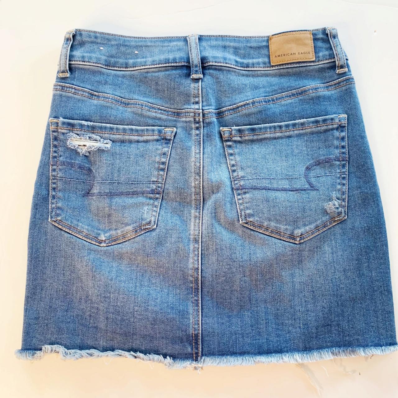 American Eagle Distressed Hi-Rise Super Stretch Mini... - Depop