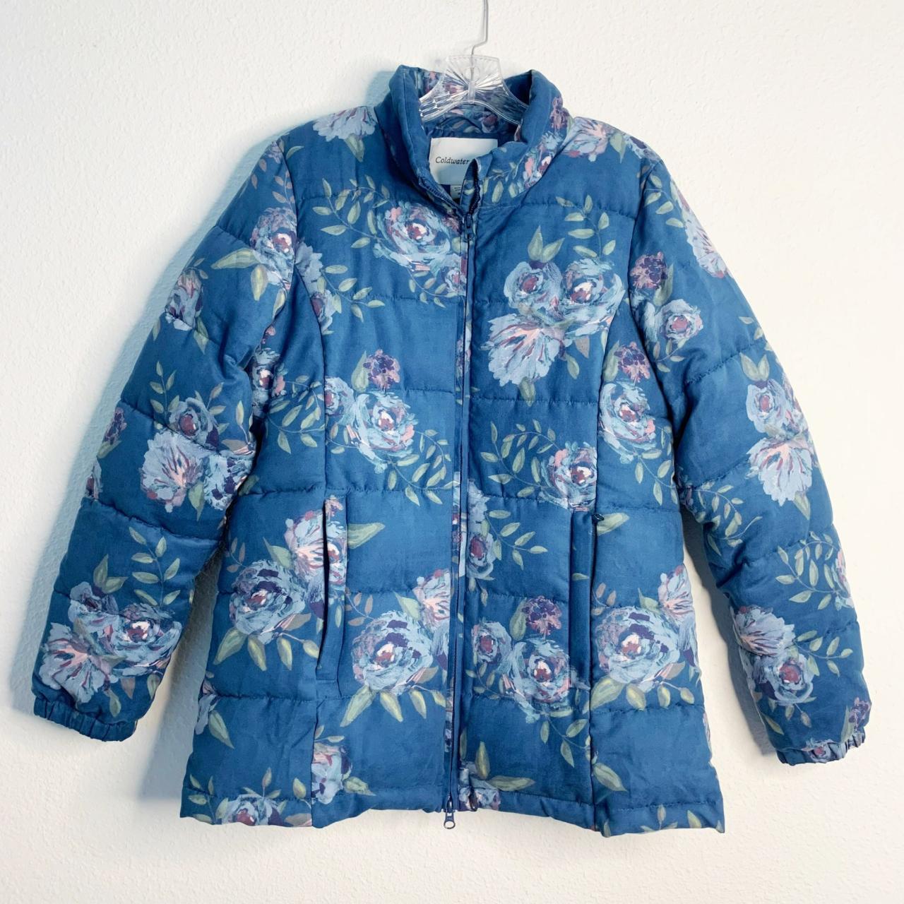 Coldwater Creek Floral Puffer Jacket Size... - Depop