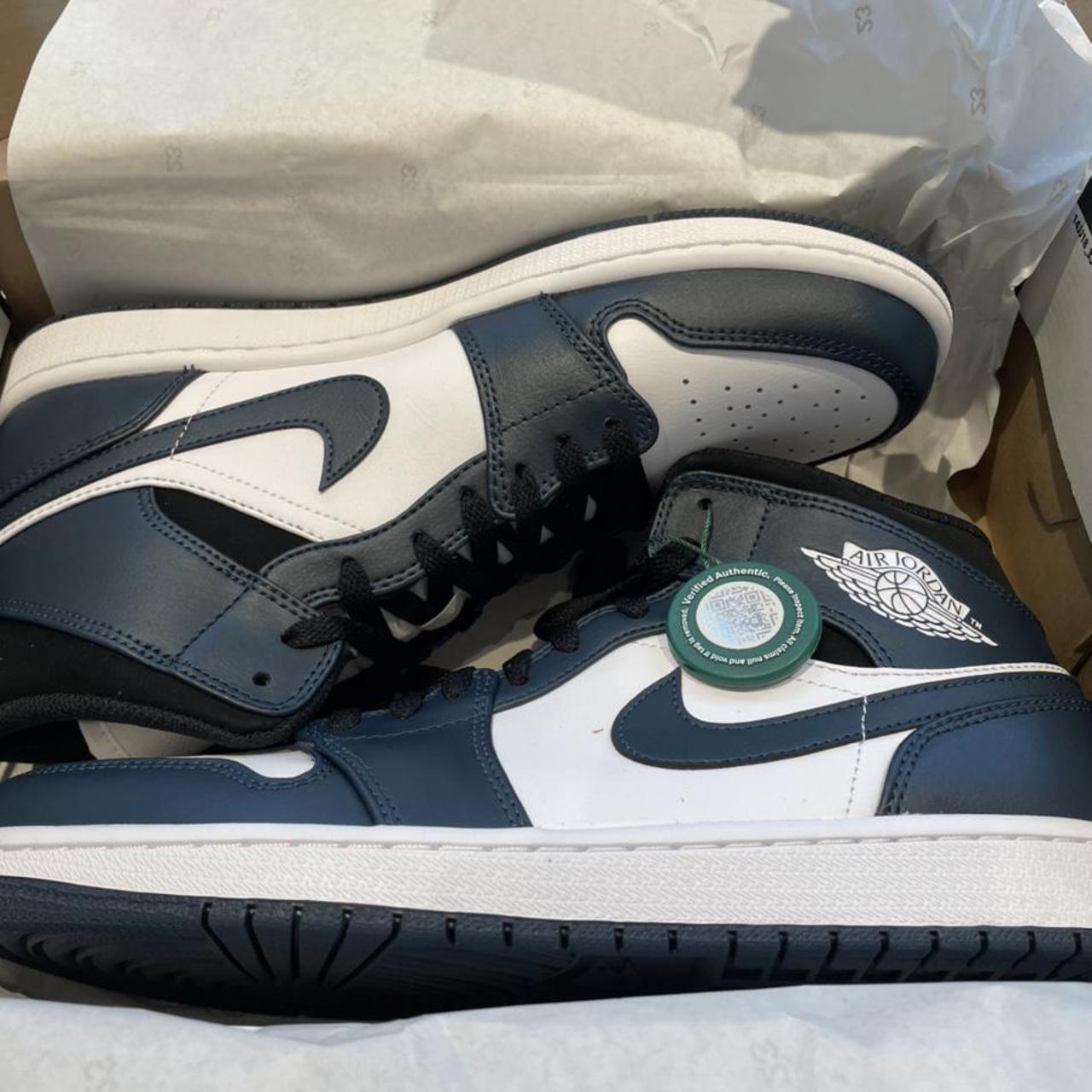Unworn 100 authentic Jordan 1 Mid Armory Navy shoes... Depop