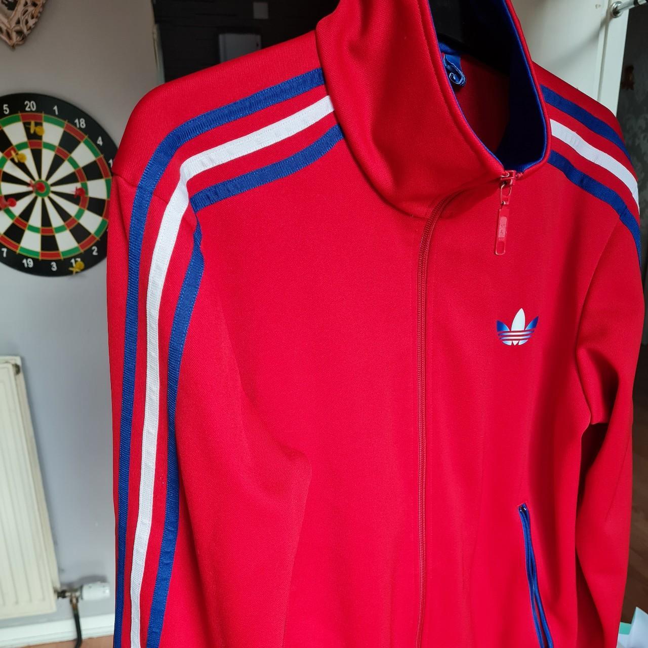 Adidas track jacket Union Jack colours, in great... - Depop