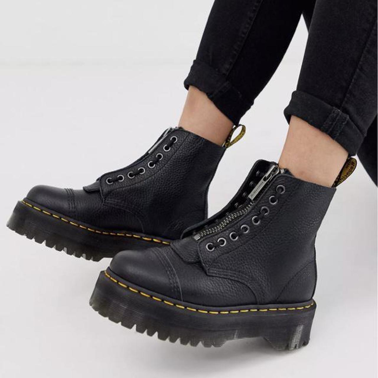 dr martens sinclair flatform zip leather boots in white