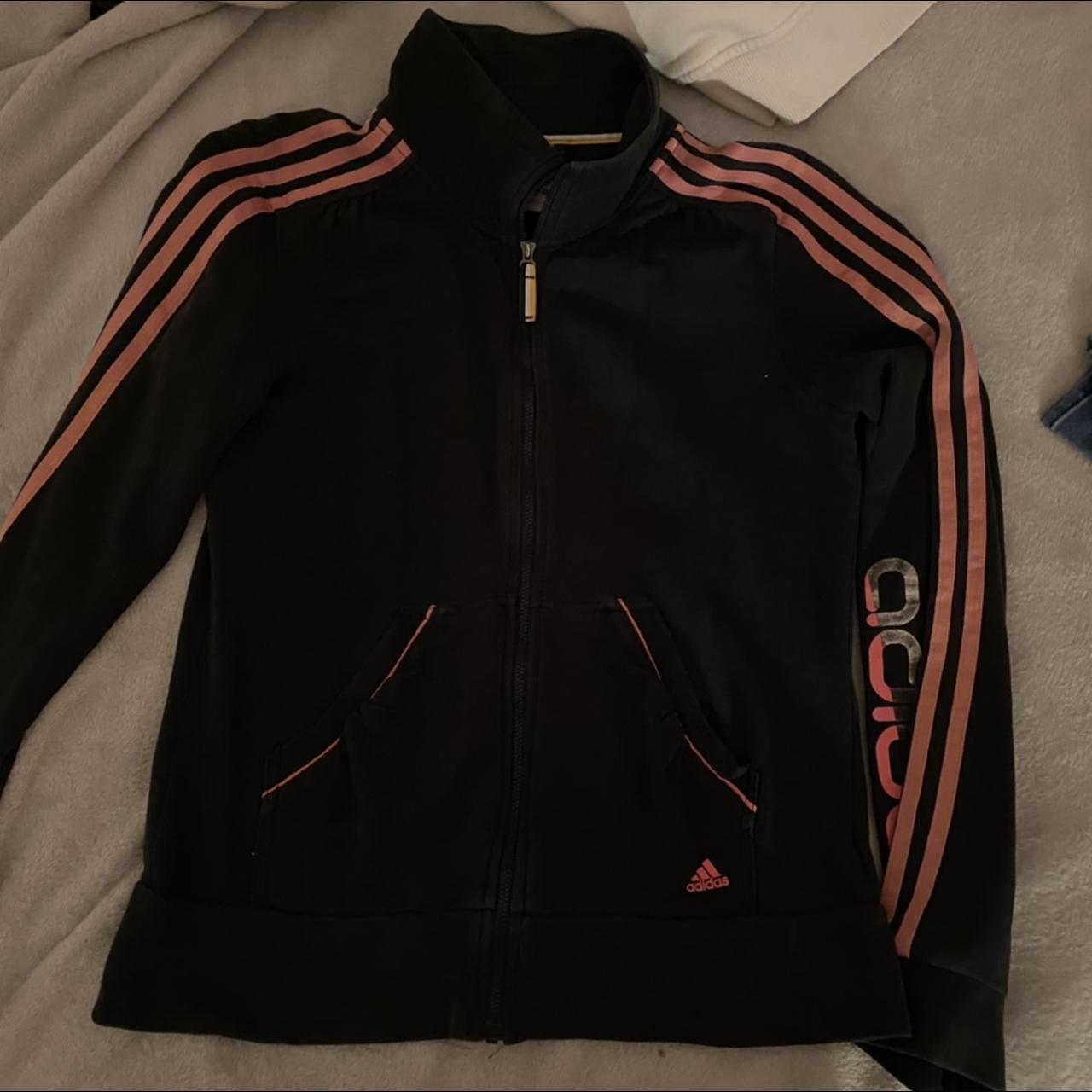 pink and black adidas tracksuit jacket sticker part... - Depop
