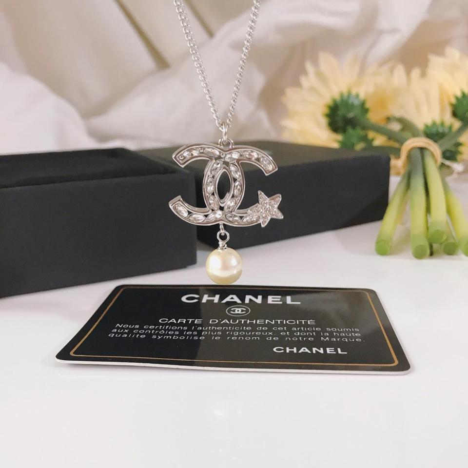 Chanel Necklace in box and packaging. -Classic CC - Depop