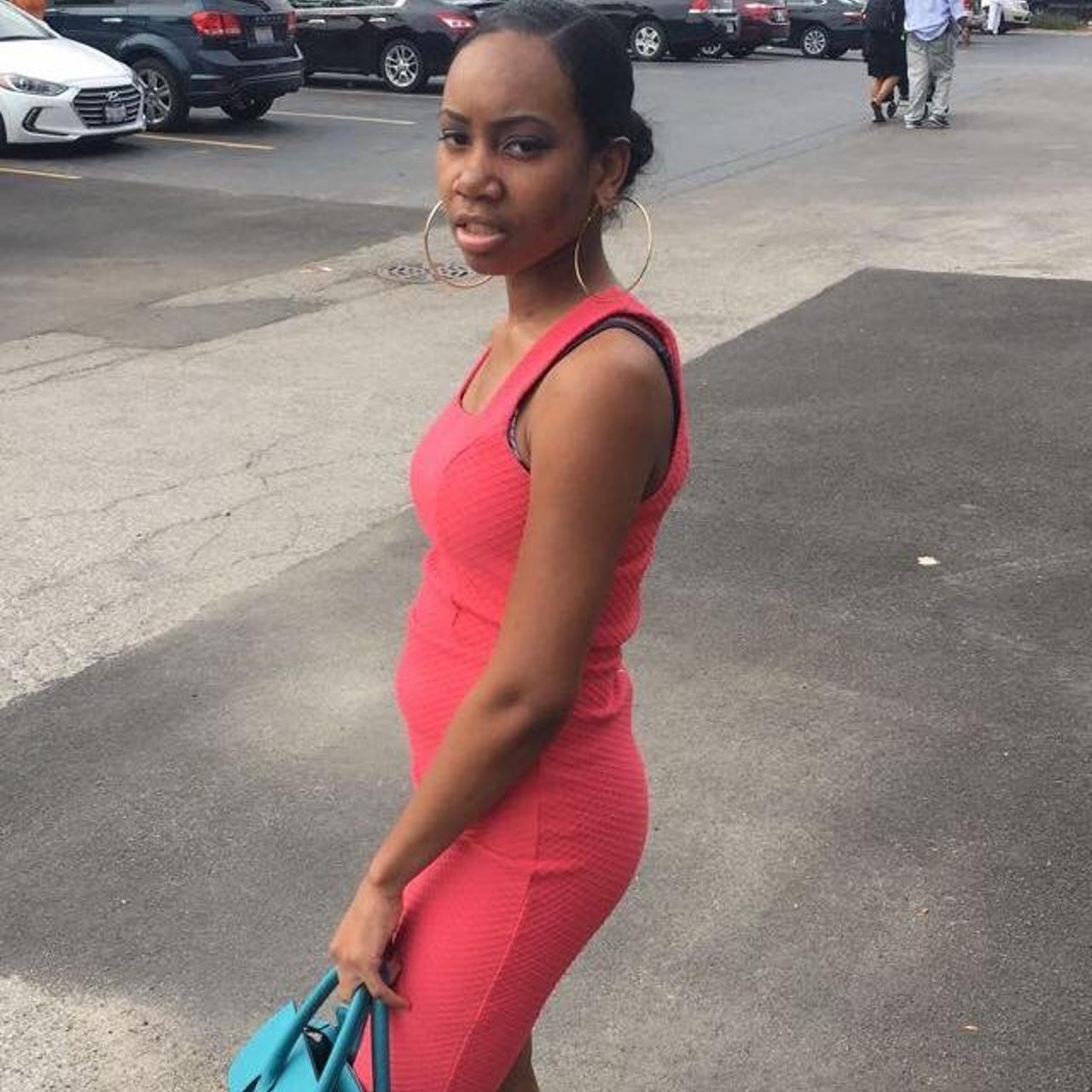 peach fitted dress