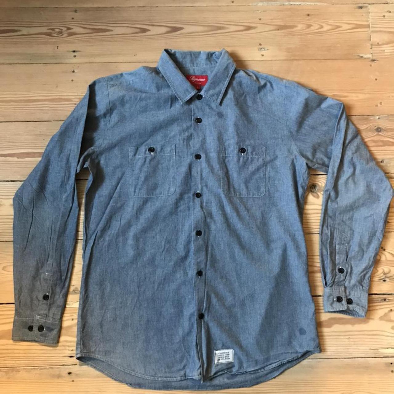 Supreme men's shirt Size L Light denim colour... - Depop