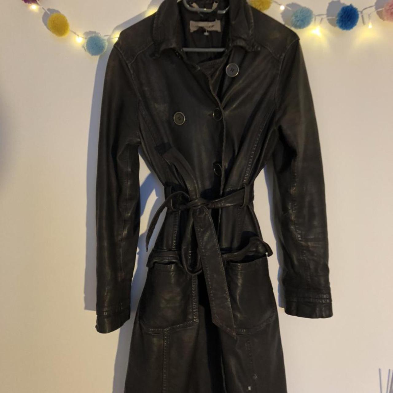 Matrix Faux leather belted trench coat. - Depop