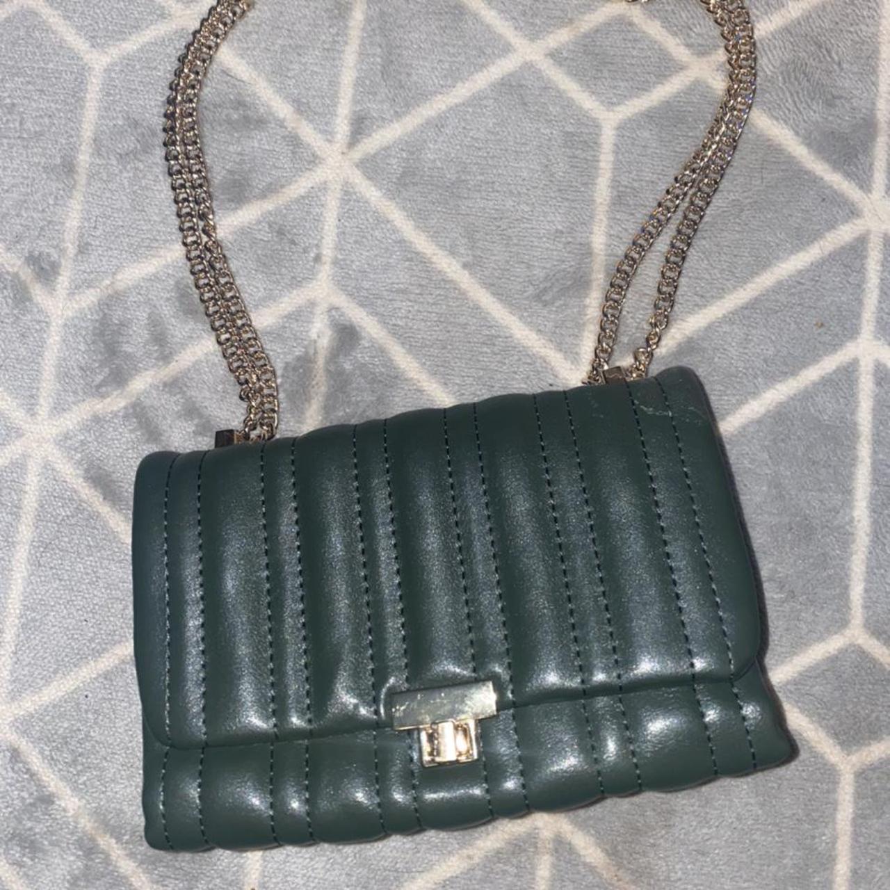 Dark green Zara bag with god chain. Never been used. - Depop