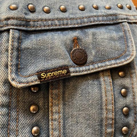 Supreme studded denim jacket Size xl Worn... - Depop