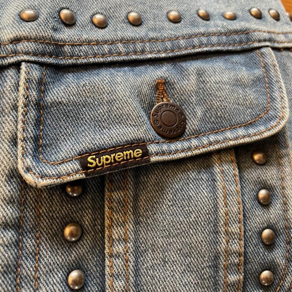 Supreme studded denim jacket Size xl Worn... - Depop