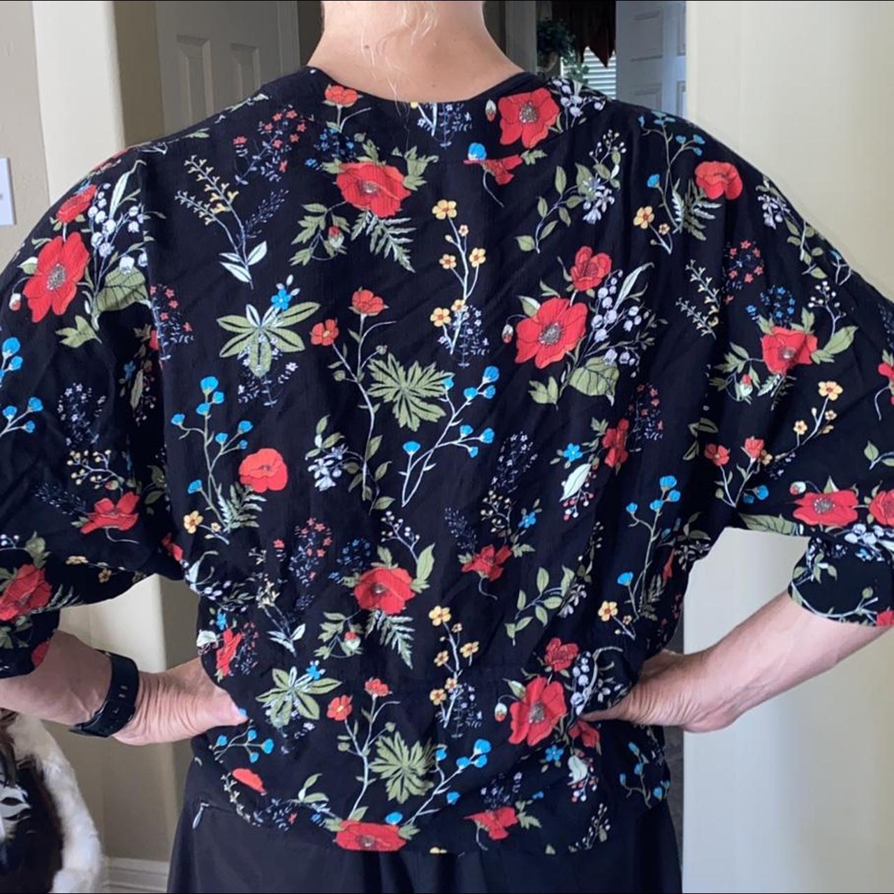 Floral Blouse With Front Tie