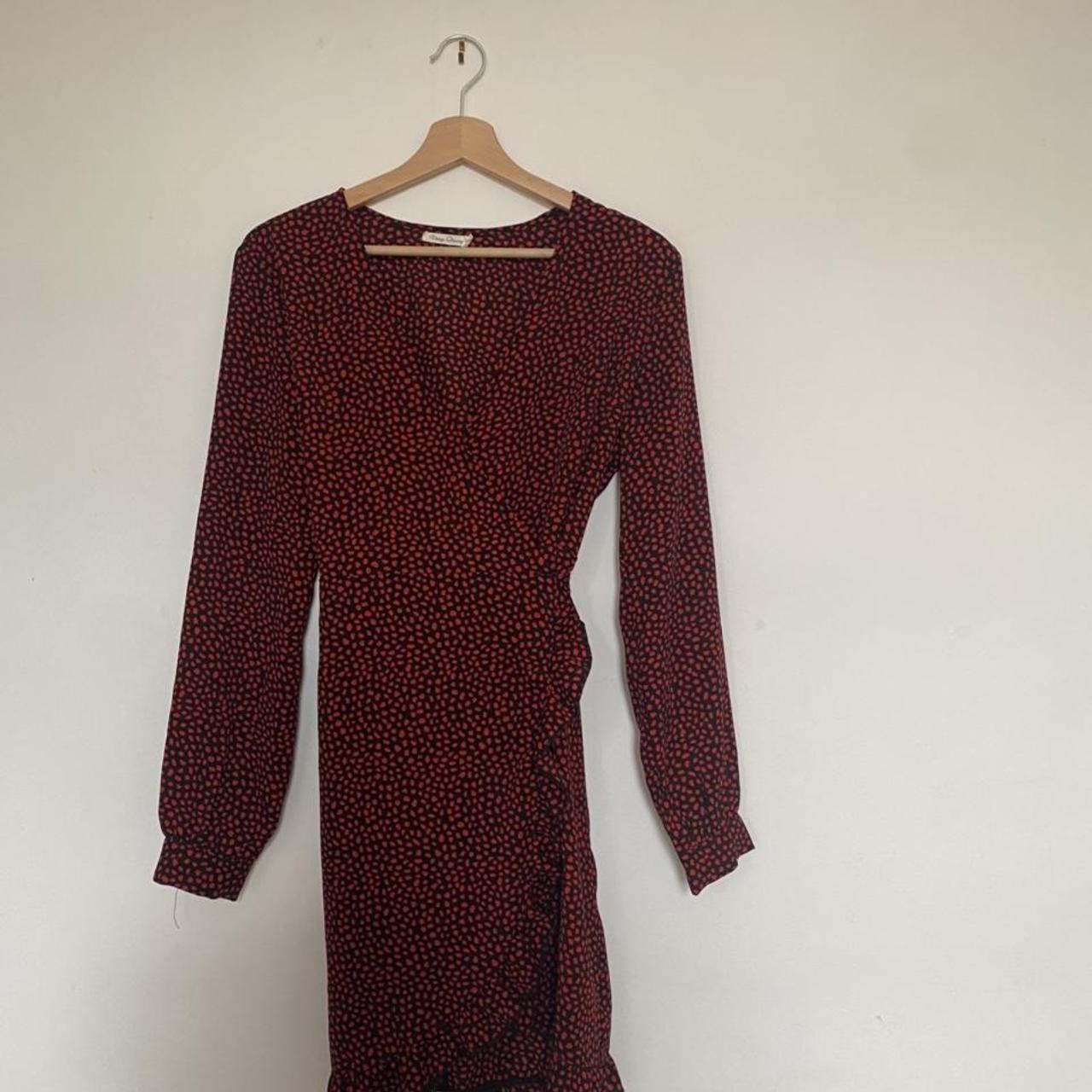 Anthropologie black and red wrap dress, size... - Depop