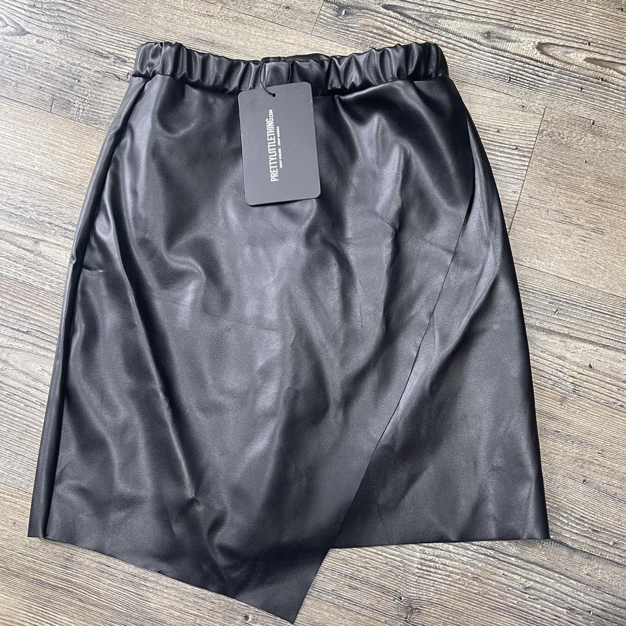 Luisa Black Faux Leather Wrap Mini Skirt PLT Pretty Depop