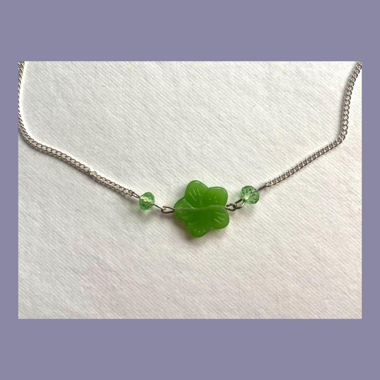 Handmade green glass flower pendant necklace. Very... Depop