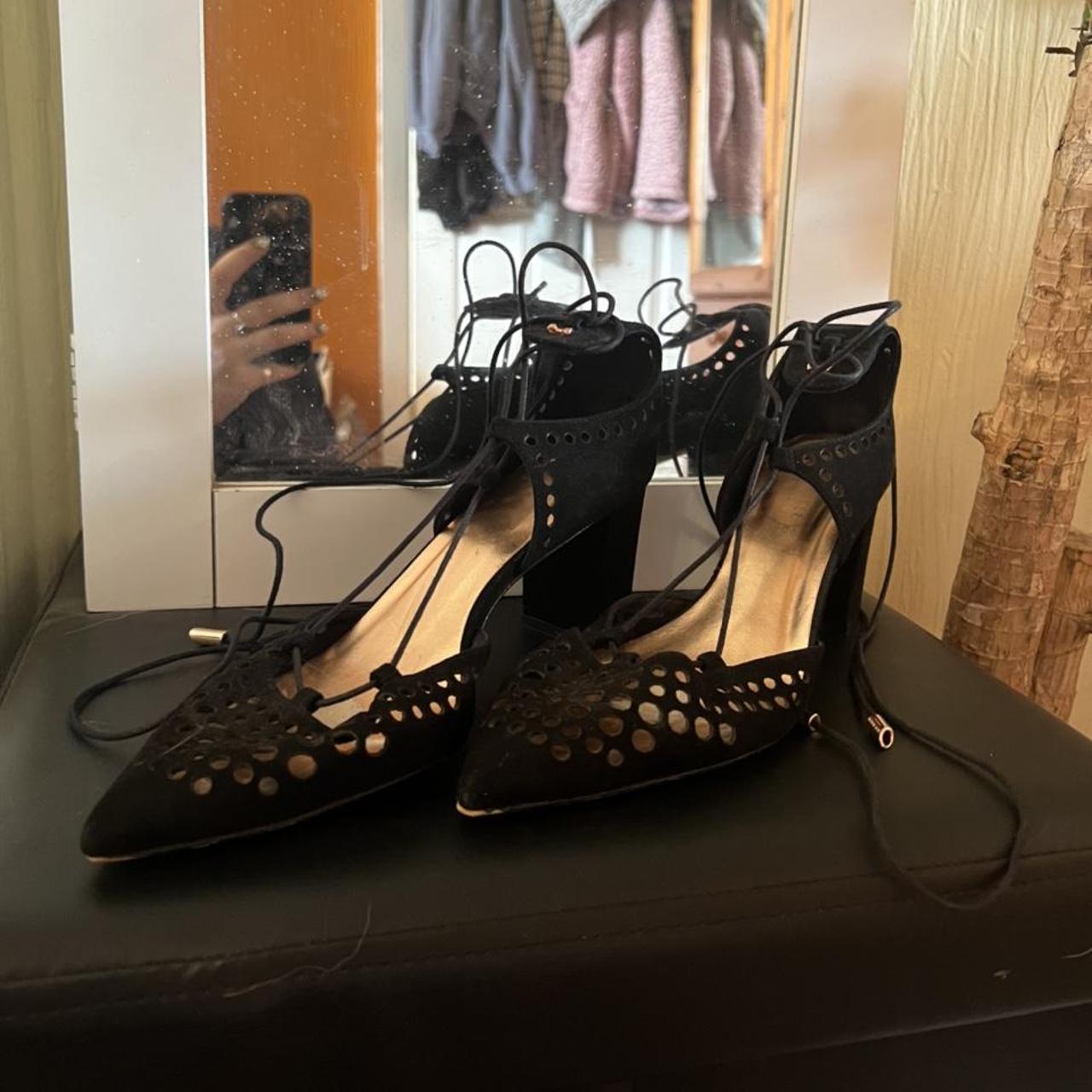 Ted baker black heels with strings to wrap around. Depop